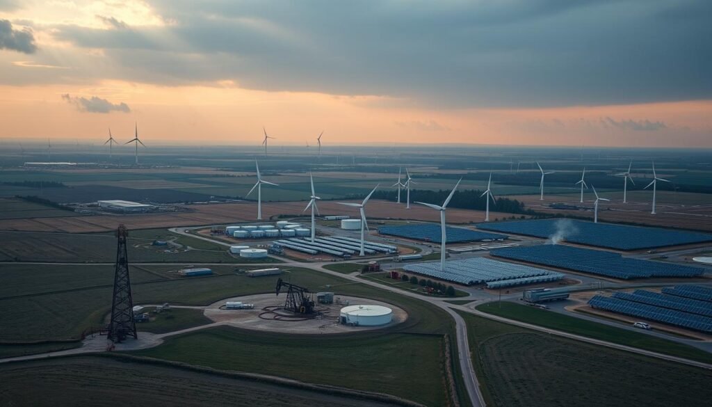 American energy landscape showing both traditional and renewable energy sources