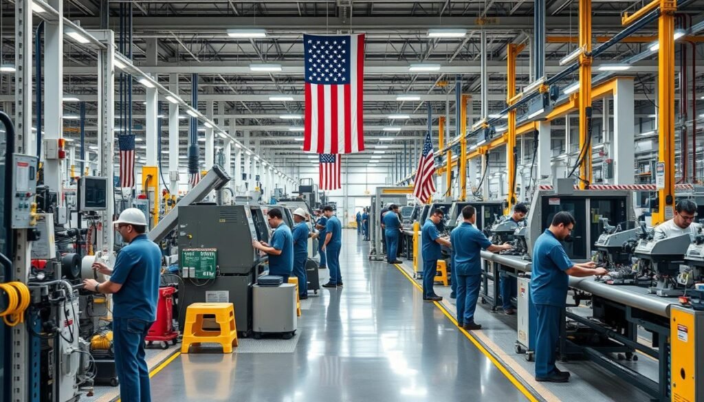 American factory with workers representing manufacturing incentives in Trump's Big Beautiful Bill