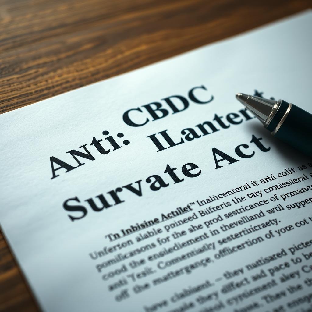 Anti-CBDC Surveillance State Act document with privacy symbols