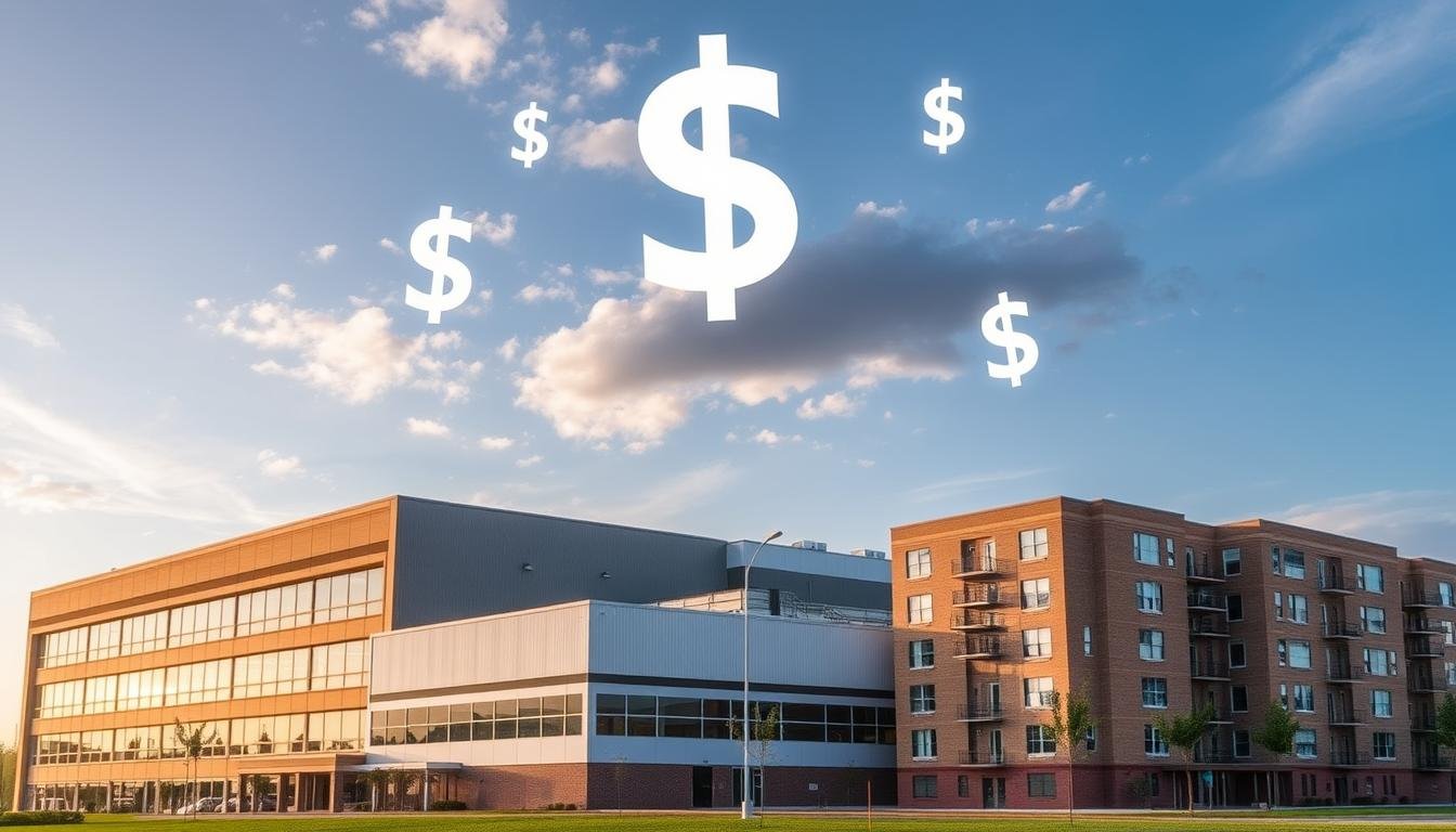 Commercial real estate buildings showing different property types affected by Trump's Big Beautiful Bill Real Estate Market Impact