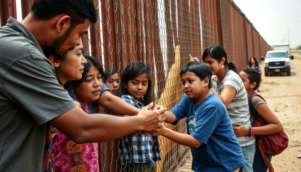 Family separated by immigration policies waiting at border