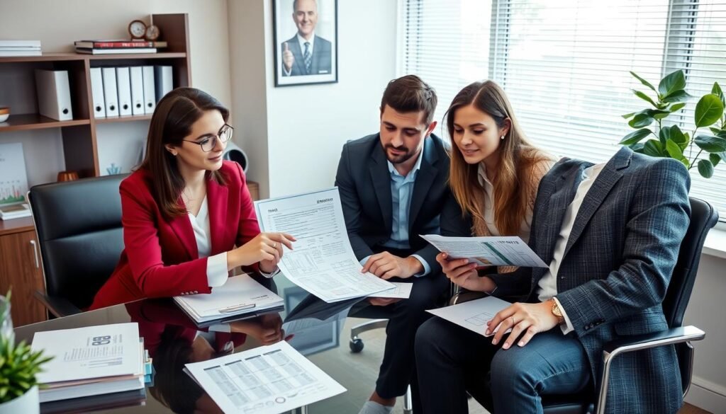 Financial advisor helping family with tax planning strategies