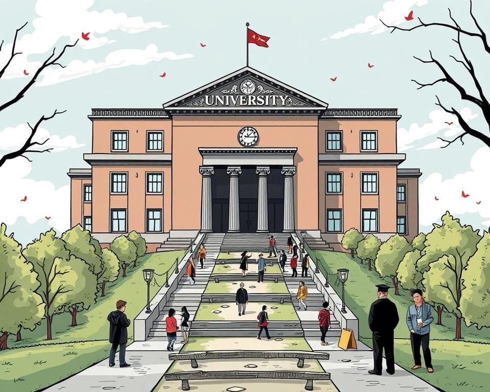 Illustration showing increased stratification in higher education access