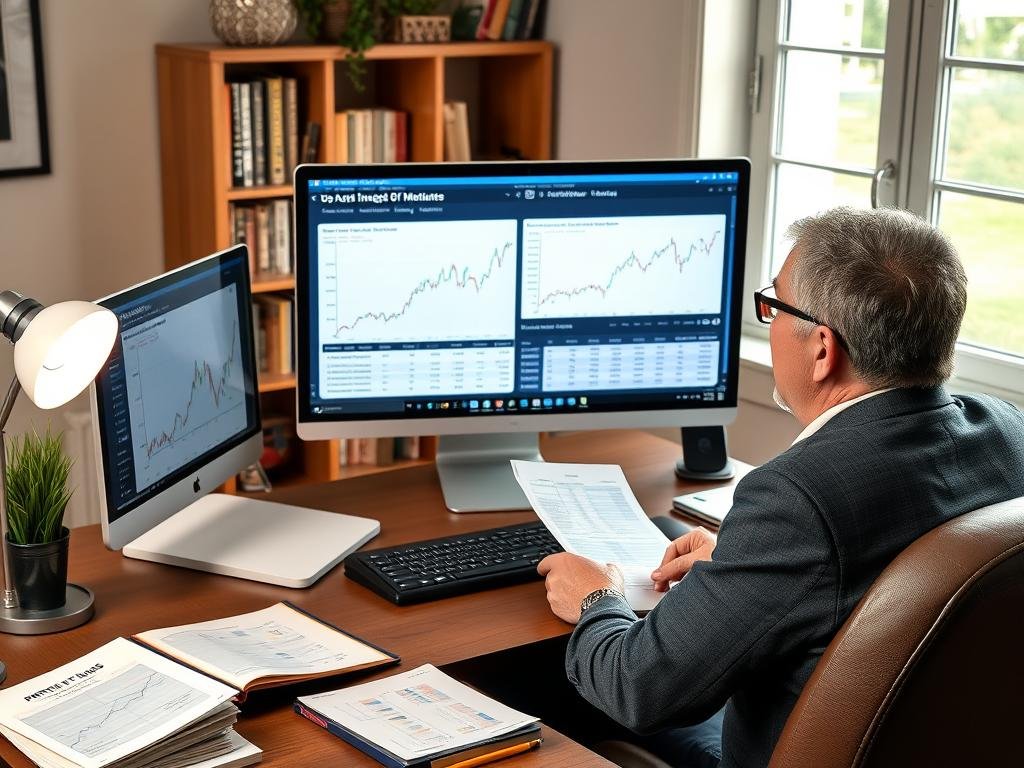 Investor analyzing index and active fund performance charts