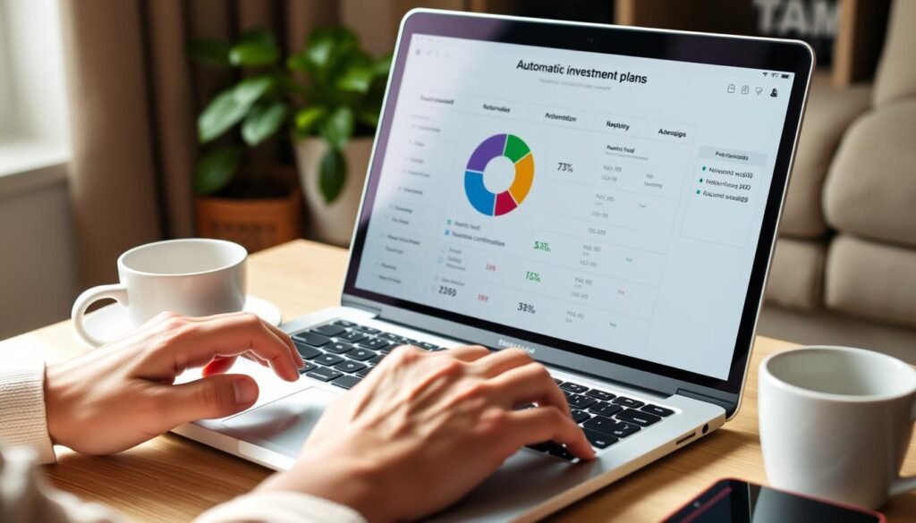 Investor setting up automatic investments into mutual funds