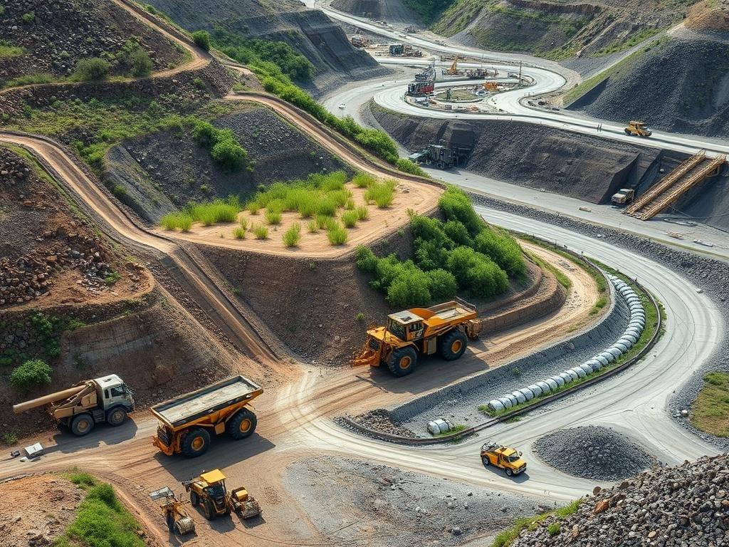 Modern mining reclamation techniques being implemented at an active mine site