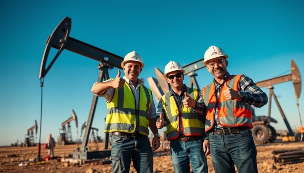 Oil rig workers in Texas celebrating the passage of the Republican economic bill