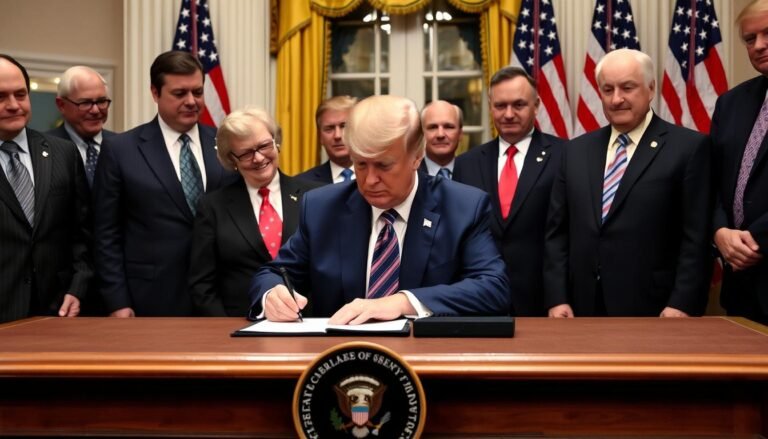 President Trump signing the Big Beautiful Bill at White House ceremony with lawmakers
