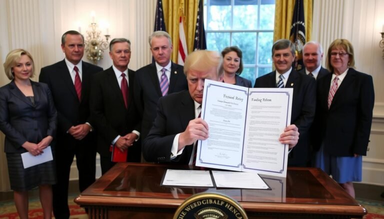 President Trump signing the Big Beautiful Bill with education officials present