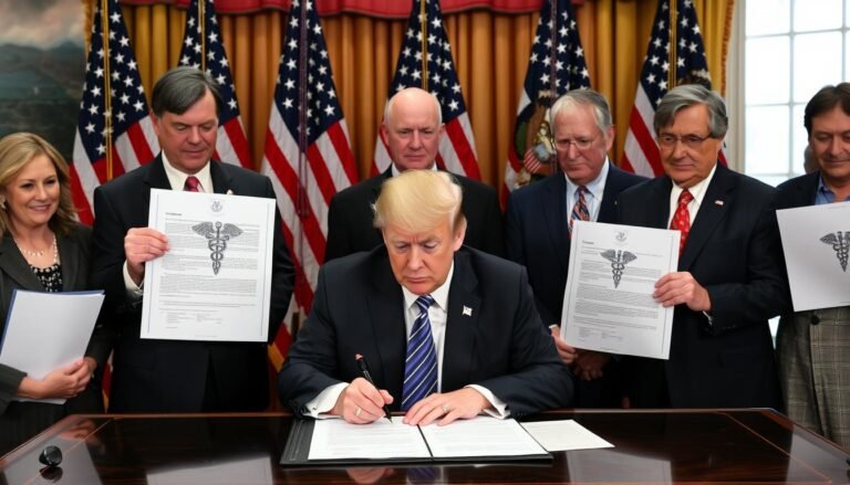 President Trump signing the Big Beautiful Bill with healthcare impact highlighted