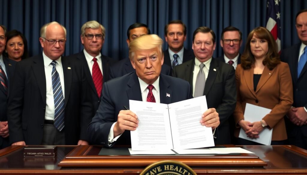 President Trump signing the Big Beautiful Bill with impacts on women's health programs