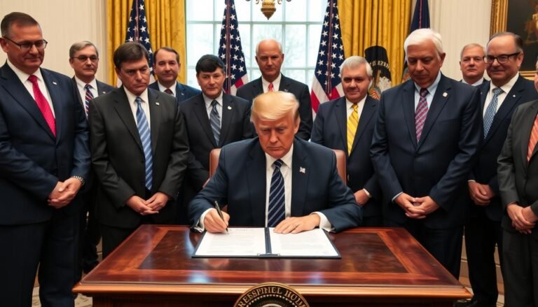 President Trump signing the Big Beautiful Bill with oil and gas industry representatives