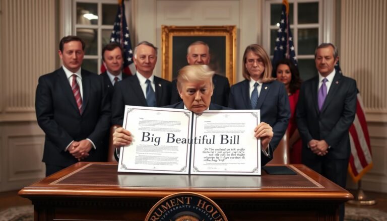 President Trump signing the Big Beautiful Bills legislation with New York representatives present