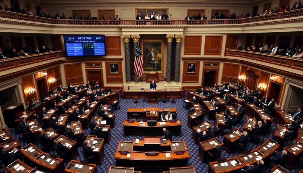 Senate floor during the Big Beautiful Bill vote showing the partisan divide