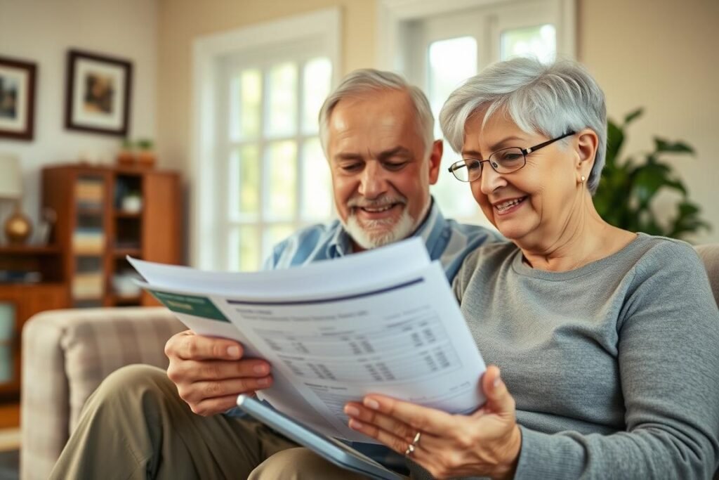 Senior couple reviewing tax documents related to Trump's Big Beautiful Bill