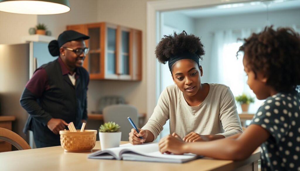 Working parents balancing job and family responsibilities