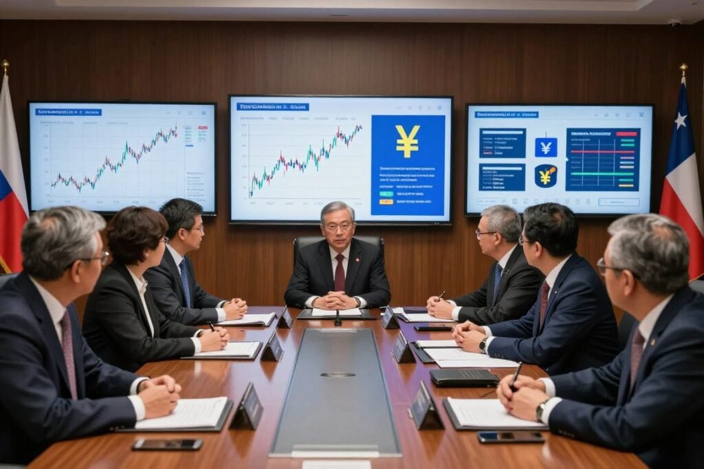 Central bank meeting showing policy response to U.S. dollar weakness