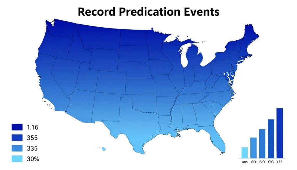 Chart showing record precipitation events across different states with State Weather Record data visualization