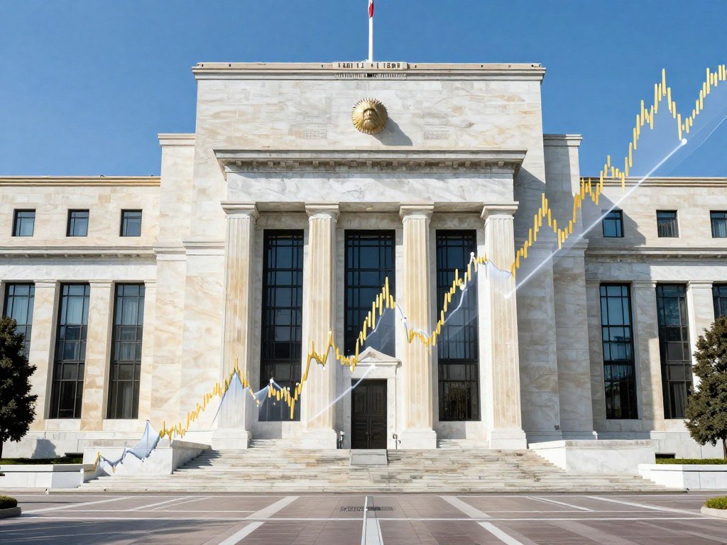 Federal Reserve building with gold and silver price charts overlaid showing correlation with monetary policy decisions