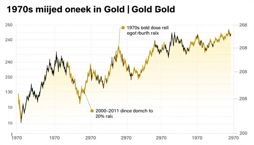 Historical gold price chart comparing current bull market to 1970s and 2000s rallies