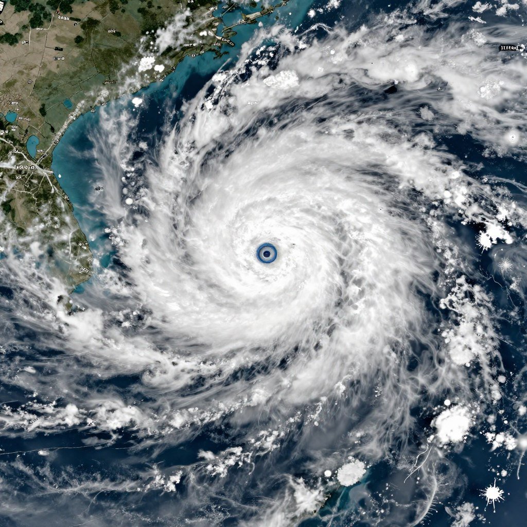 Hurricane Katrina satellite image showing record-breaking storm from State Weather Record database