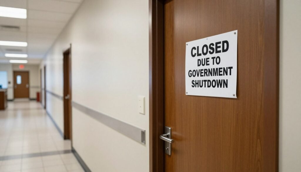 Immigration court with closed sign during U.S. Government Shutdown