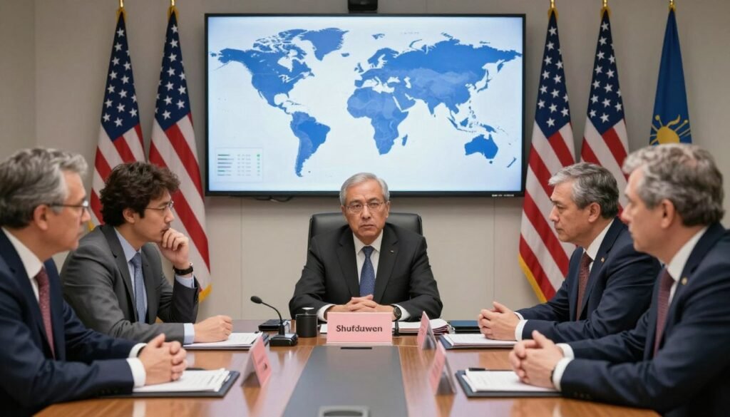 International diplomats discussing government shutdown impact