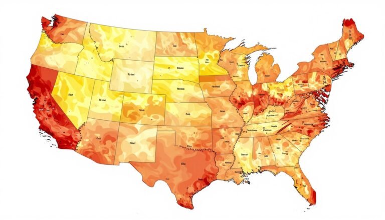 Map showing record high temperatures across United States with State Weather Record data points highlighted