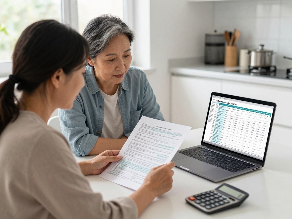 Married couple reviewing their 2026 tax bracket information on a laptop