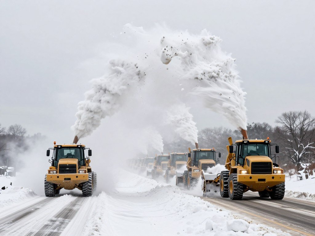 Massive snow removal operation on Interstate 80 in Iowa during the January 2026 Historic Snowstorm