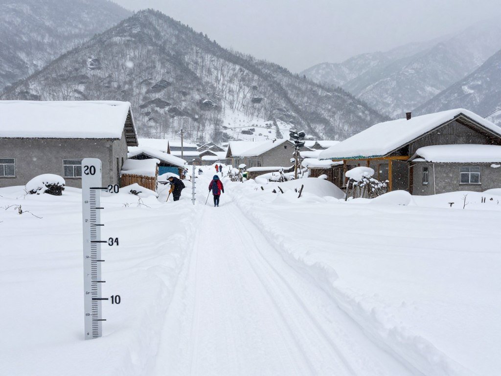 Record snowfall in Silver Lake, Colorado with measurement markers showing State Weather Record depth