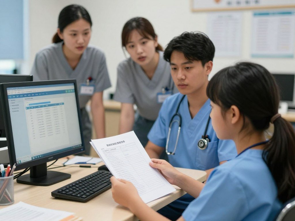 School nurse checking vaccination records of students during the South Carolina measles outbreak response
