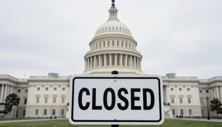 U.S. Capitol building with a closed sign, symbolizing a U.S. Government Shutdown
