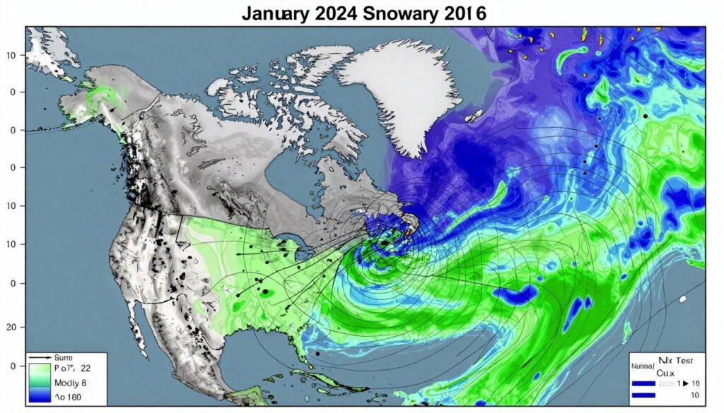 Weather model showing the collision of arctic air masses during the January 2026 Historic Snowstorm