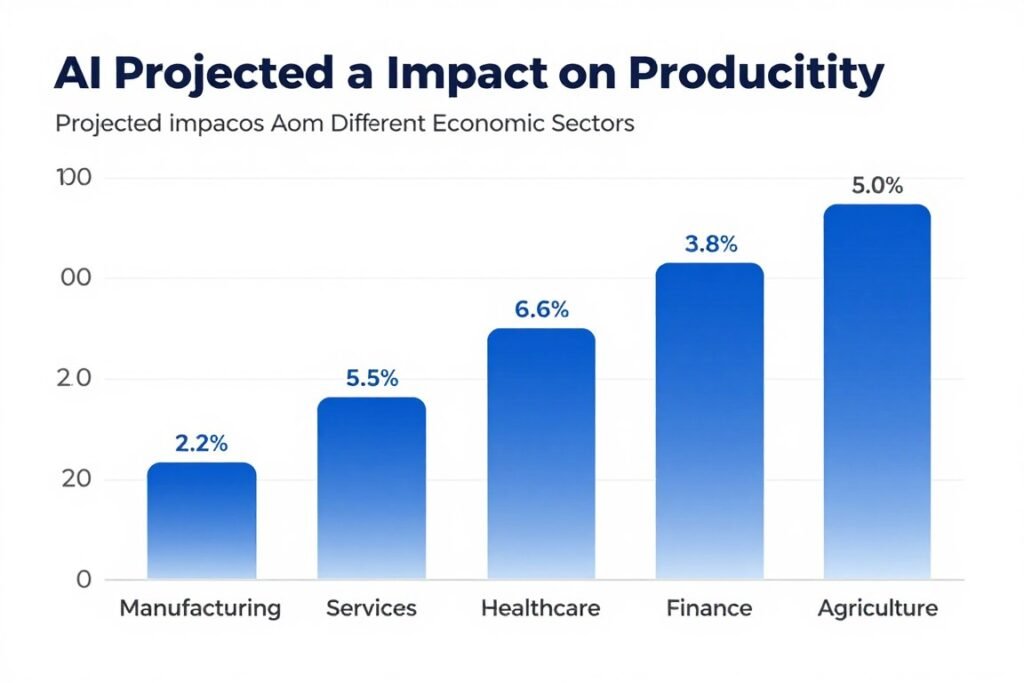 AI impact on global productivity graph showing potential economic gains across different sectors