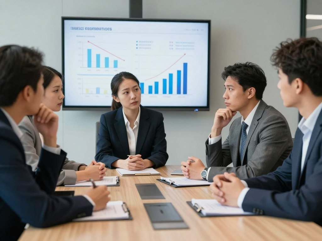 Business executives in crisis meeting