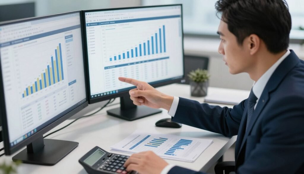 CFO reviewing financial forecasts