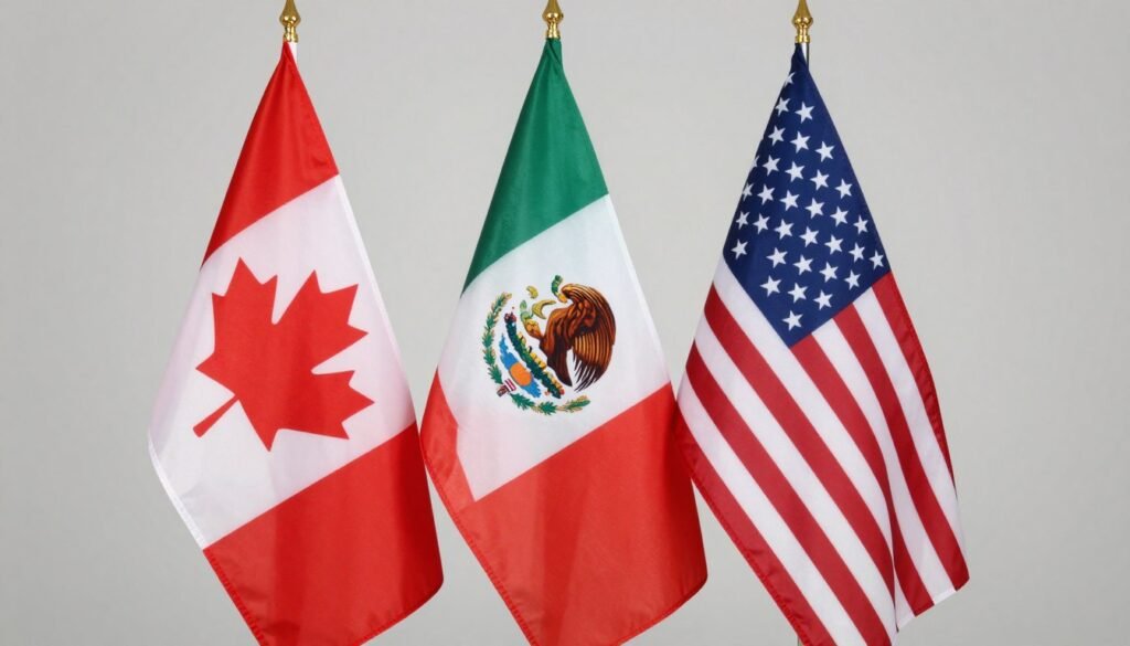 Canadian and Mexican flags with US flag