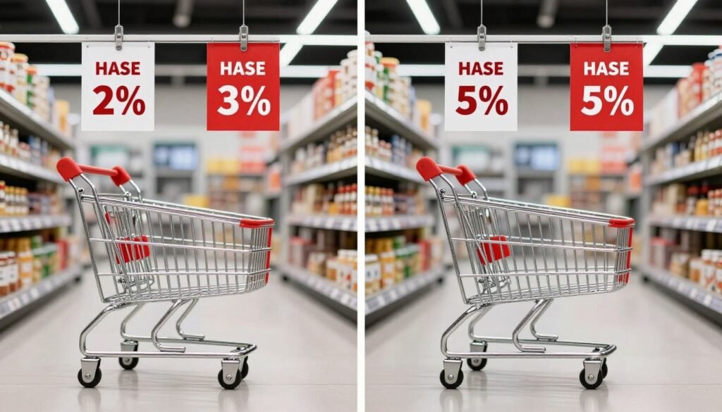 Consumer shopping comparison showing price impact of US 10% tariff policy