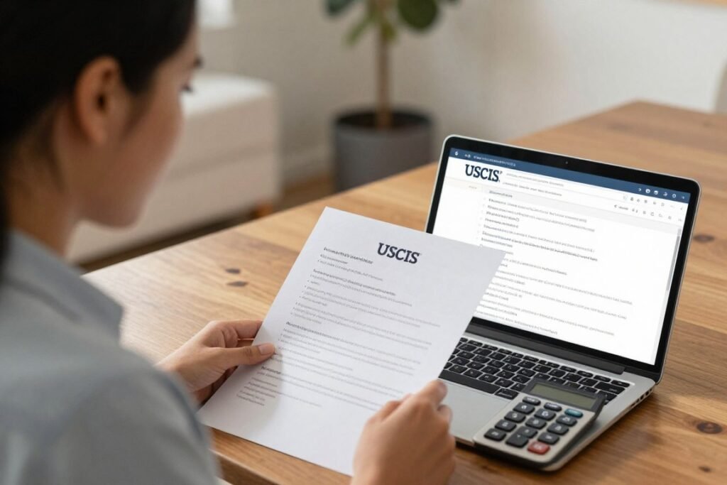 Couple reviewing K-1 visa costs and budget planning