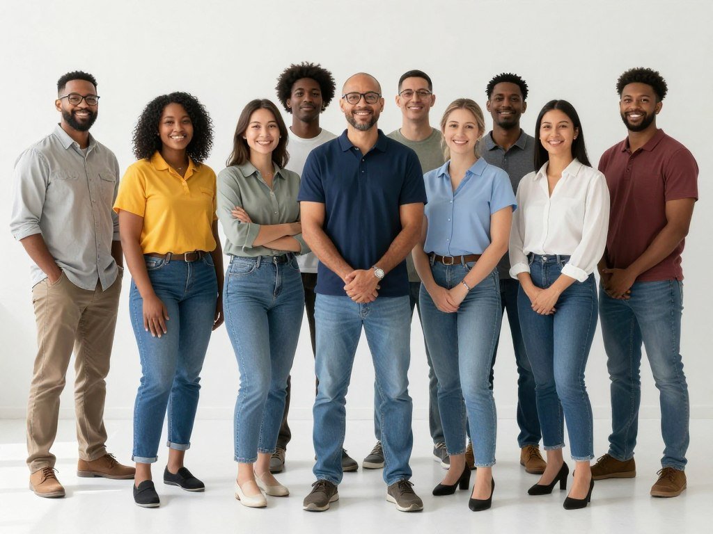 Diverse group of American workers representing labor force participation demographics