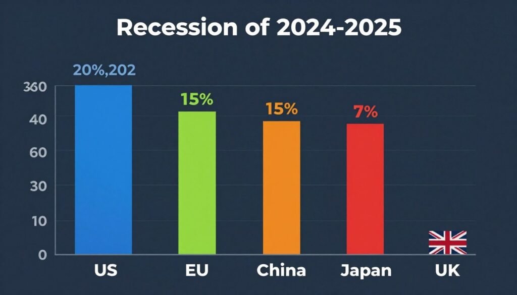 Economic forecast comparison showing recession probability across major economies