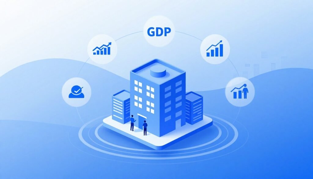 Economic impact visualization showing ripple effects of big tech market concentration across different sectors