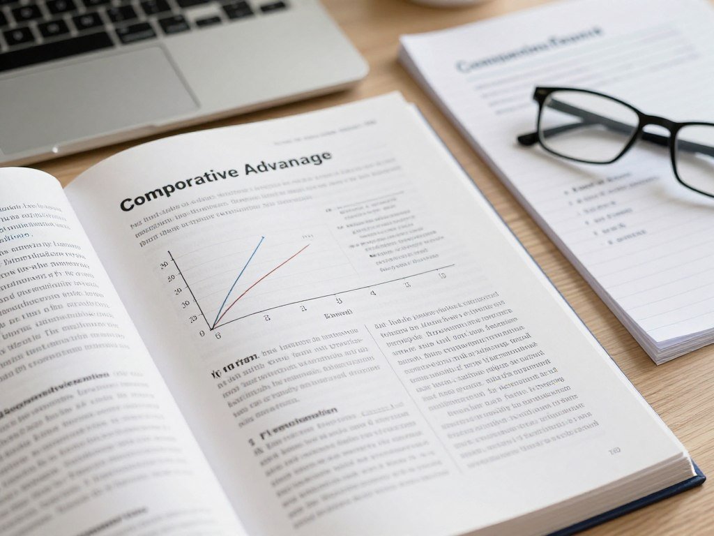 Economic theory textbook with trade graphs