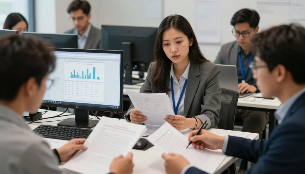 Fact-checking team analyzing policy statements