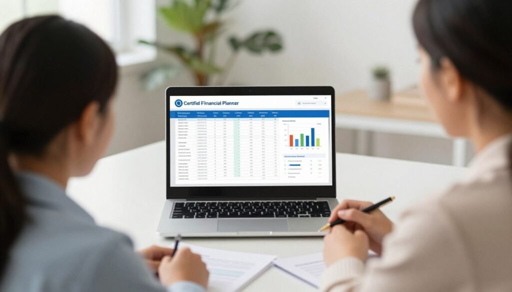 Financial planner helping family with budget