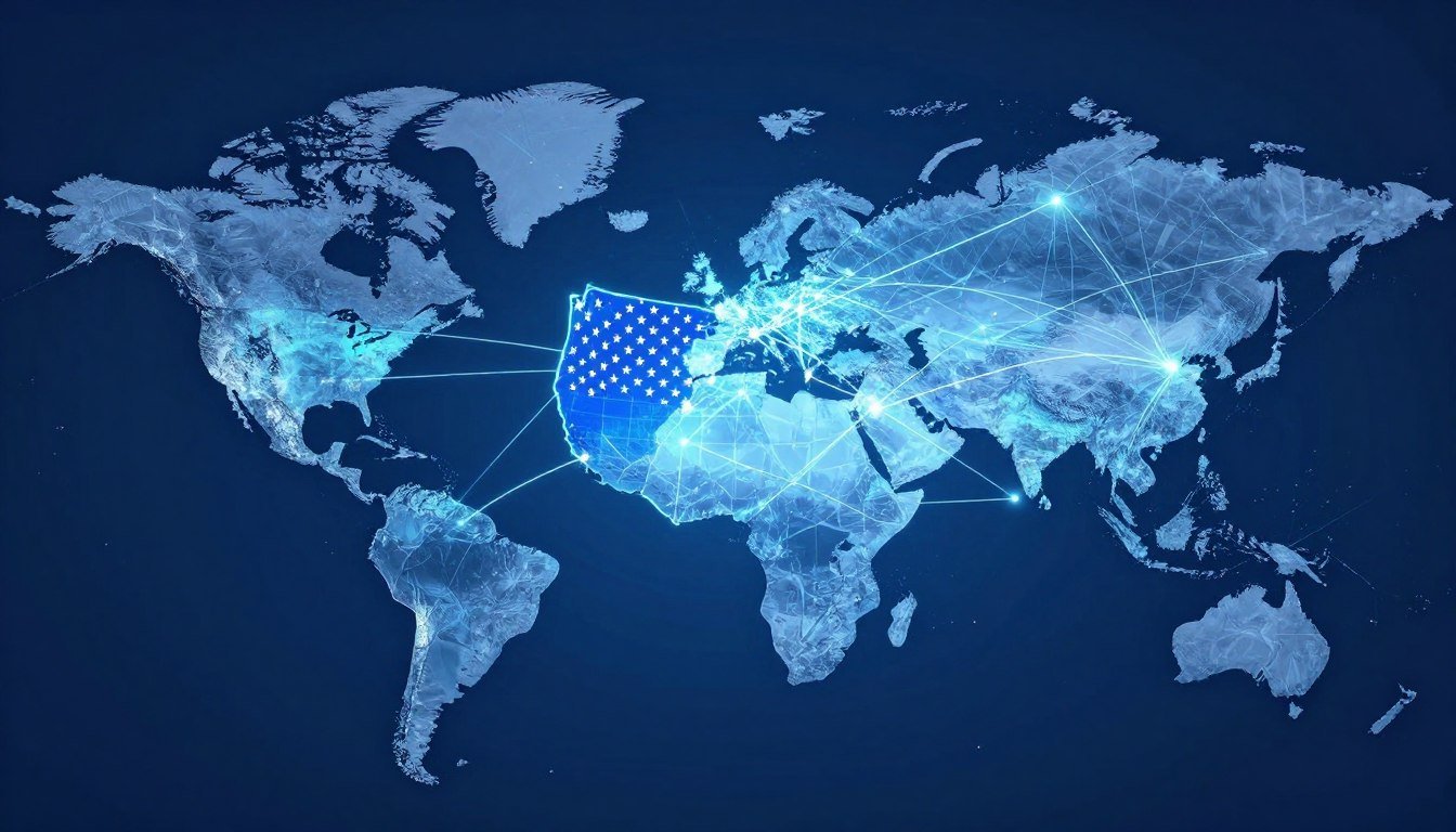 Global Economy visualization showing interconnected markets with the US at the center