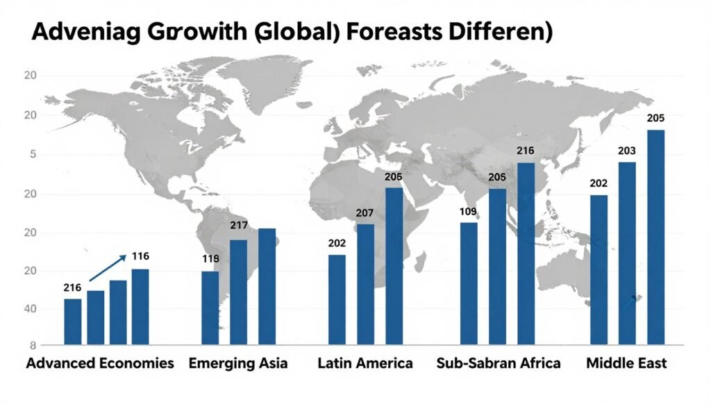 Global economic growth forecast showing projected GDP growth rates across different regions