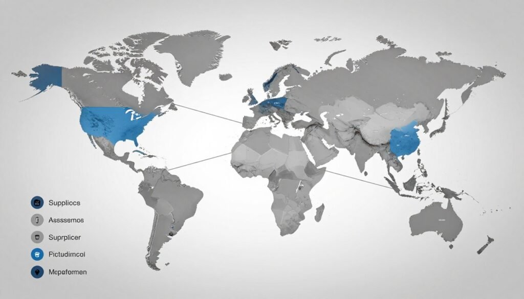 Global supply chain map showing diversification