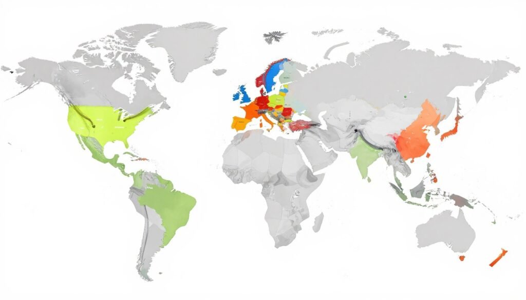 Global trade flows map showing shifting supply chain patterns and nearshoring trends